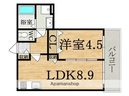 クレアール五位堂(1LDK/1階)の間取り写真