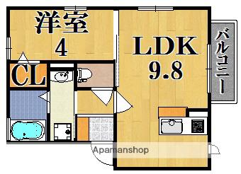 ルーナ西大寺(1LDK/1階)の間取り写真