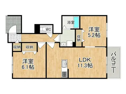 メゾン・ド・クレール(2LDK/1階)の間取り写真