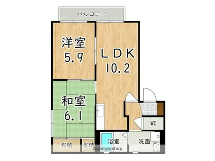 エルドラード五位堂E(2LDK/2階)の間取り写真