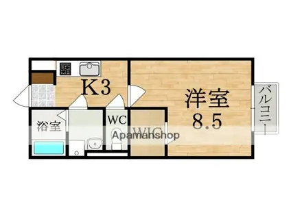 エスポワール俵口A(1K/1階)の間取り写真