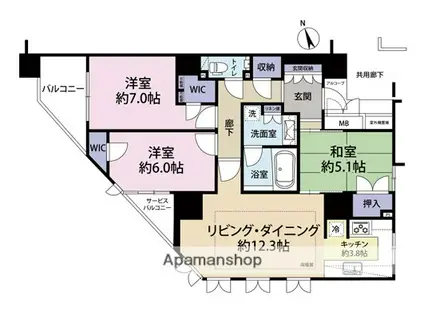ディオ学園前プレシア(3LDK/6階)の間取り写真