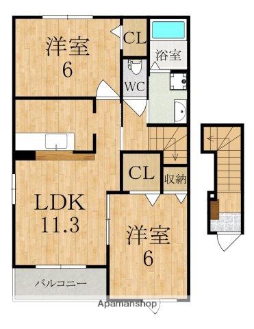 コモドビラⅧ(2LDK/2階)の間取り写真