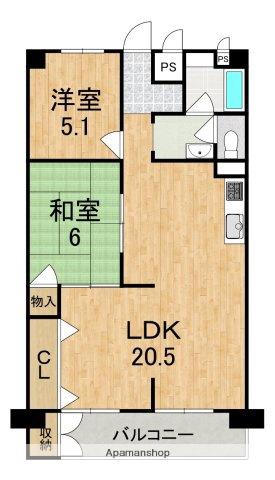 コーポ秋篠(2LDK/1階)の間取り写真