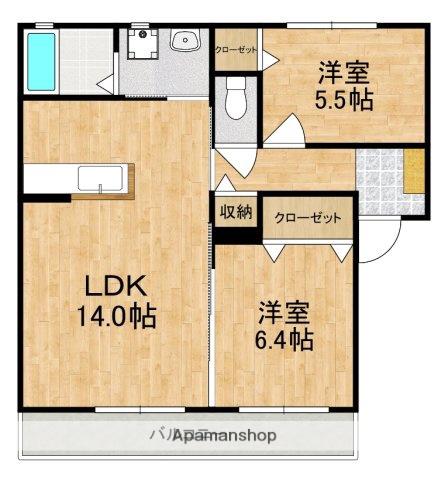 コンフォート東福寺A棟(2LDK/1階)の間取り写真