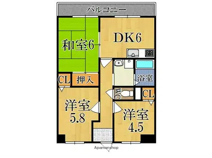 サンシャイン一番館(3DK/2階)の間取り写真