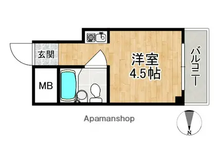 フォレスト高畑マンション(ワンルーム/2階)の間取り写真