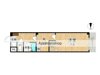 杉ケ中町ビル(1K/6階)の間取り写真