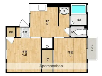 サンハイツ(2DK/1階)の間取り写真