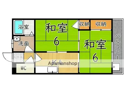 シティ赤坂(2K/3階)の間取り写真