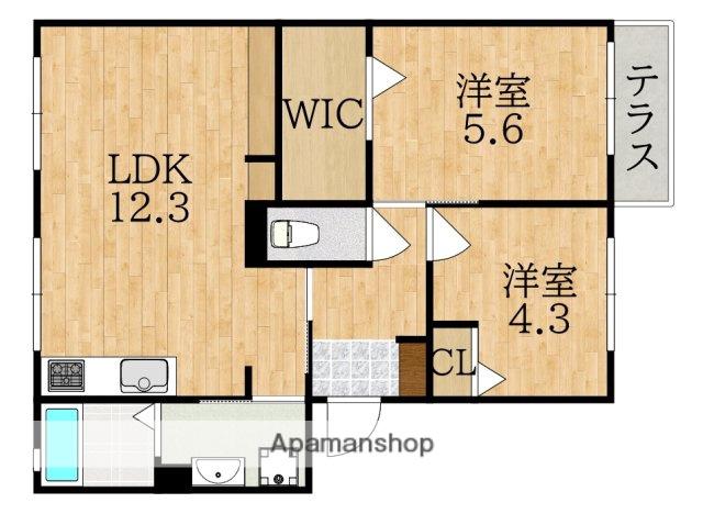 デサロージュ学園前B(2LDK/1階)の間取り写真
