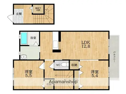 SUNDEUR (2LDK/2階)の間取り写真