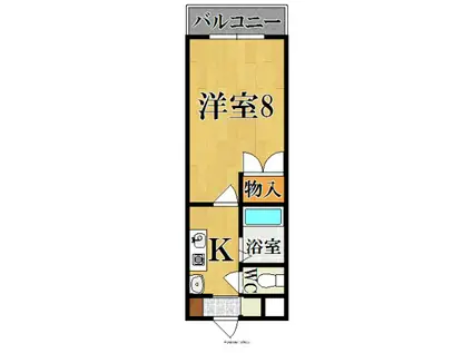 マンション万葉3(1K/1階)の間取り写真