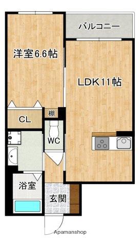 CALME ALLEY(1LDK/2階)の間取り写真