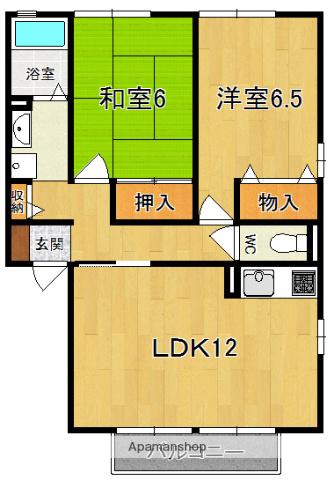 ラフィーネ結崎(2LDK/1階)の間取り写真