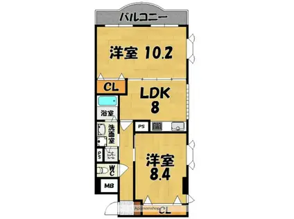 CENTURY ASUKA VII(2LDK/5階)の間取り写真