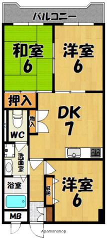 CENTURY ASUKA III(3DK/7階)の間取り写真