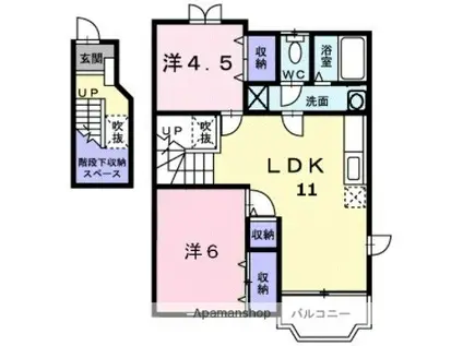 パークサイドコートⅠ(2LDK/2階)の間取り写真