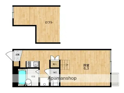 レオパレストミタII(ワンルーム/1階)の間取り写真