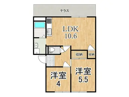 サニーヒルA(2LDK/1階)の間取り写真