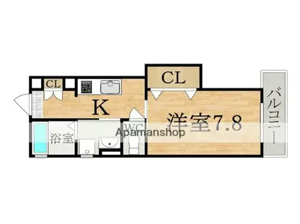 クレアール紺屋町(1K/1階)の間取り写真