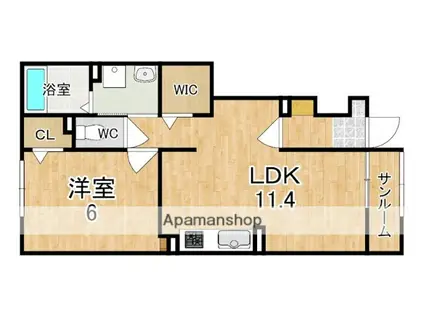 クレメント東九条A(1LDK/1階)の間取り写真