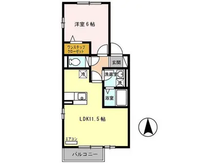 ソプラ・ベーアA棟(1LDK/2階)の間取り写真