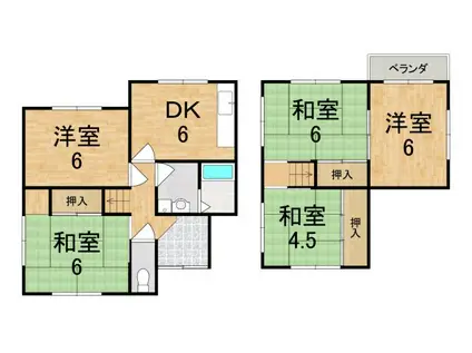 近鉄京都線 平城駅 徒歩17分 2階建 築47年(5DK)の間取り写真