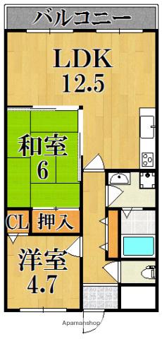 PINEBLOOMU(2LDK/2階)の間取り写真