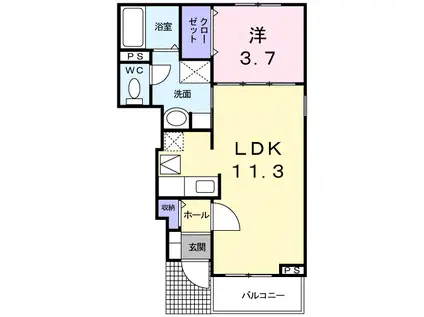 メゾン・ドゥ・リアンⅡ(1LDK/1階)の間取り写真
