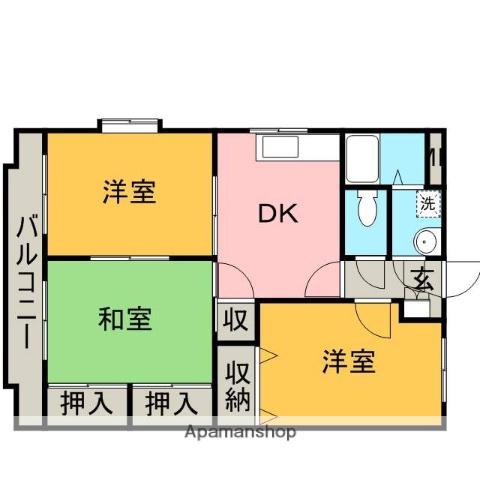 パーシモンⅡ(3DK/2階)の間取り写真