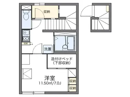 レオパレス秋津(1K/2階)の間取り写真