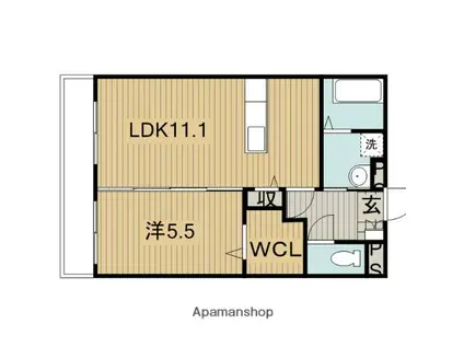フィオーレ(1LDK/3階)の間取り写真