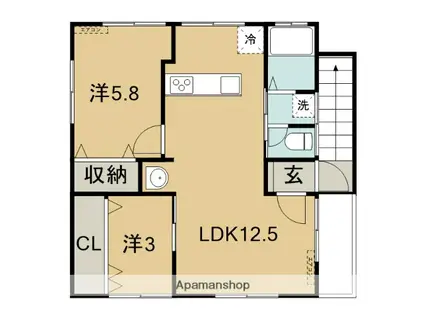 紀勢本線 紀伊田辺駅 徒歩20分 2階建 築49年(2LDK/2階)の間取り写真