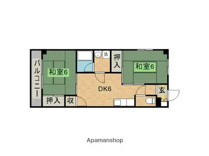 ロイヤルマンション(2DK/3階)の間取り写真