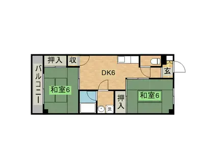ロイヤルマンション(2DK/2階)の間取り写真