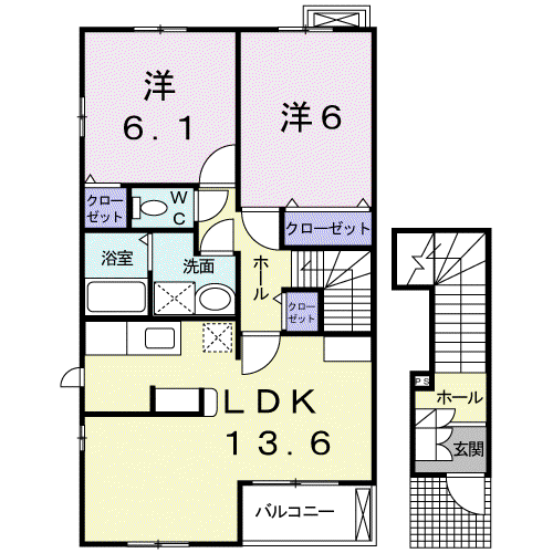 メゾンドレステⅠ(2LDK/2階)の間取り写真