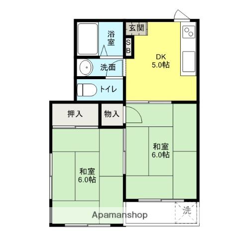 第二双葉ハイツ(2DK/3階)の間取り写真