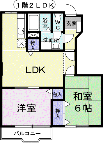 シェリジェ・ミムラⅡ(2LDK/1階)の間取り写真