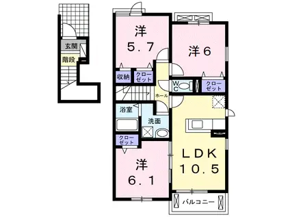ベストガーデン(3LDK/2階)の間取り写真