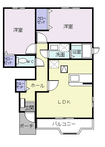 ヴィーダフェリスⅤ(2LDK/1階)の間取り写真