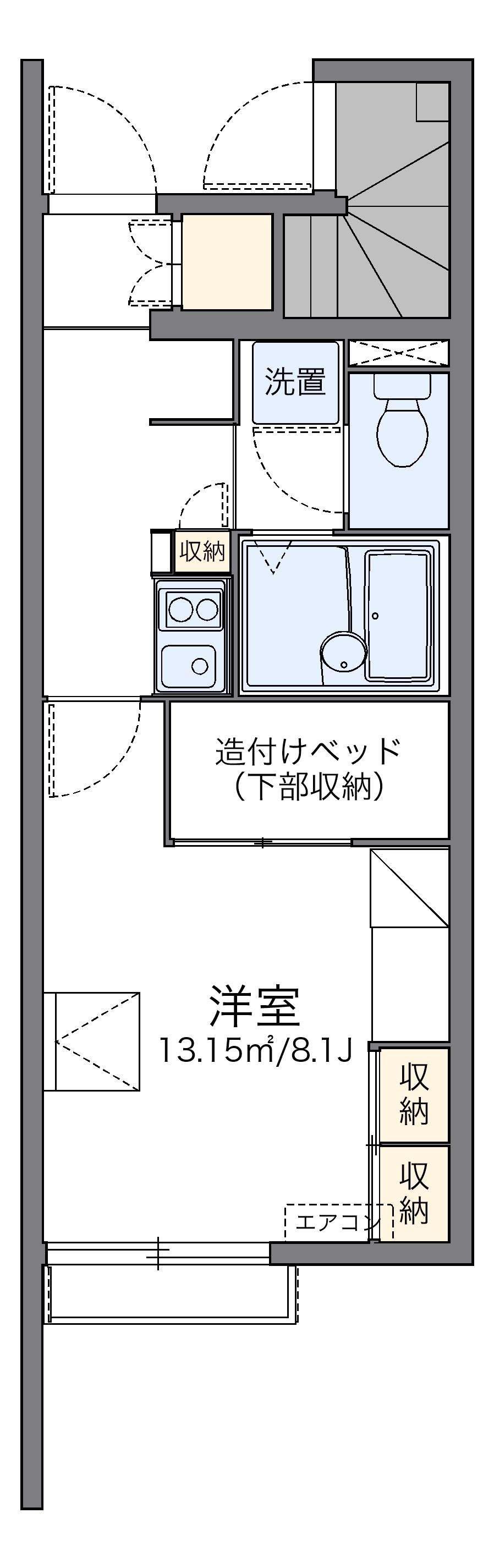 レオパレスアイランド(1K/1階)の間取り写真