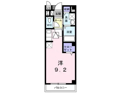 ヴィーダフェリスⅠ(ワンルーム/1階)の間取り写真