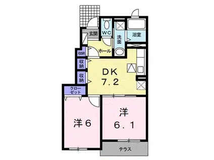 グランドゥールソフィアⅡ(2DK/1階)の間取り写真