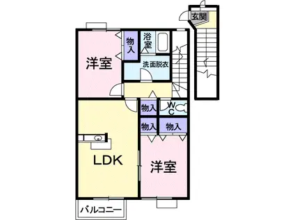 メゾン・ペーシュ B(2LDK/2階)の間取り写真