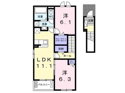 HASHIMOTOBASE Ⅰ(2LDK/2階)の間取り写真