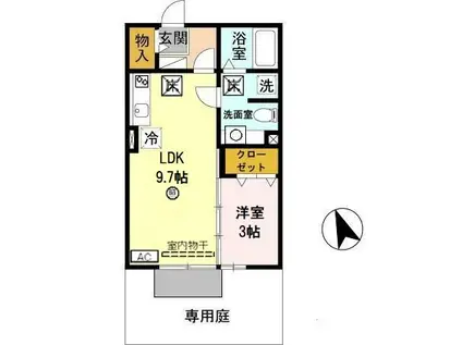 和歌山線 下井阪駅 徒歩20分 2階建 築21年(1LDK/1階)の間取り写真
