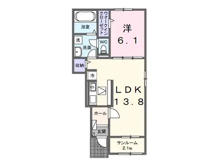 リッチェ・ツリー(1LDK/1階)の間取り写真