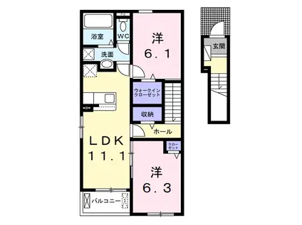 ソレアード・ポールⅢ(2LDK/2階)の間取り写真