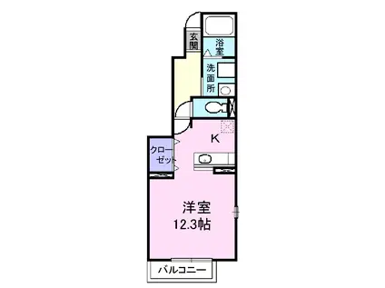 こうやリバーサイドヒルズⅠ(1K/1階)の間取り写真